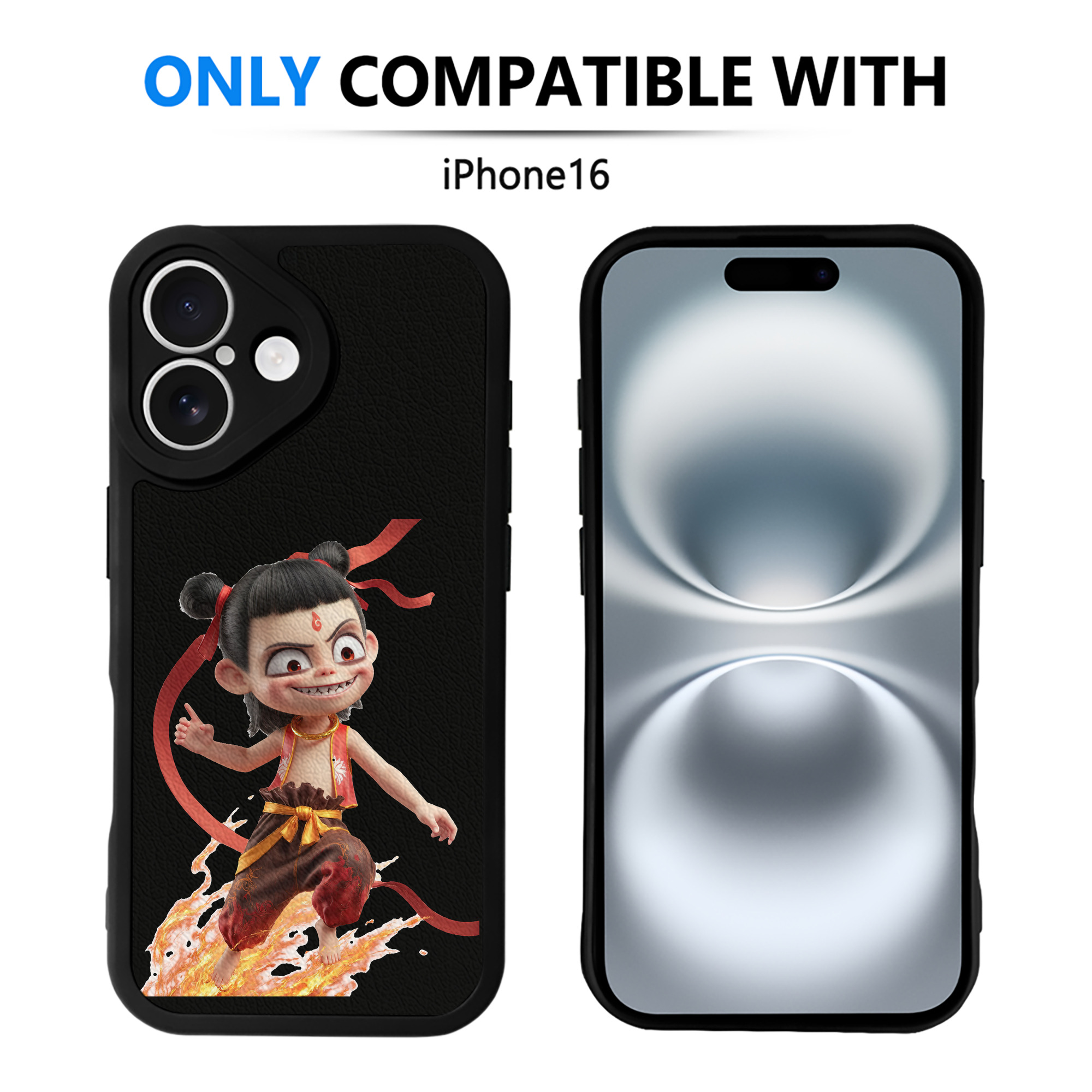 （画像用） Ne Zha 2 ナタ 魔童の大暴れ 【iPhone 16シリーズ対応】シリコンスマホケース（レザー調） 材質：シリコン